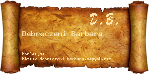 Debreczeni Barbara névjegykártya